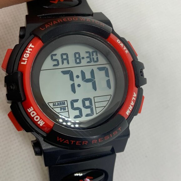 Lavaredo men digital watch alarm chrono 43mm case day date 5ATMWR running - Picture 2 of 6